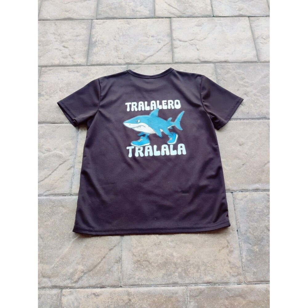 Graphic Shark Tee with 'TRALALERO TRALALA' Print